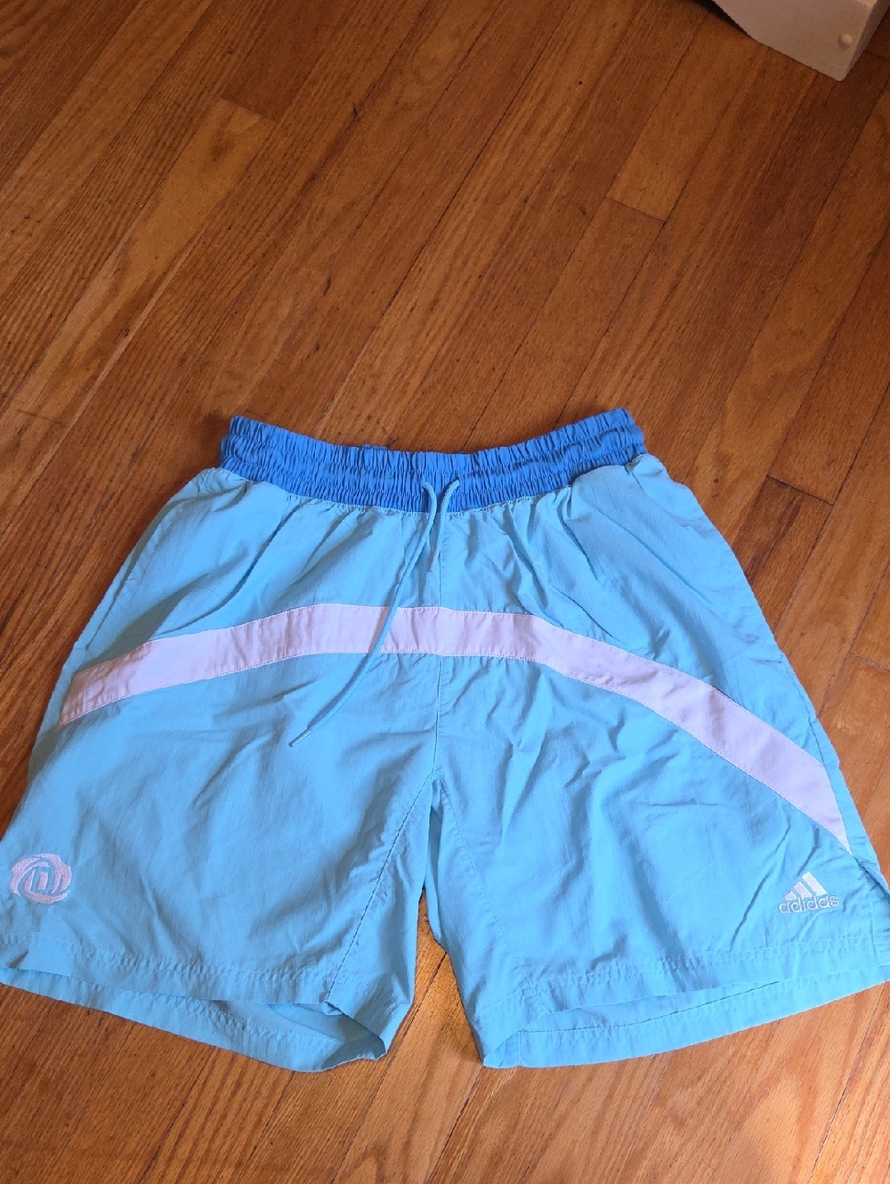 adidas Light Blue Athletic Shorts with White Stripe